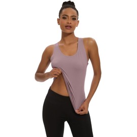 Dalavch 5 Pack Women's Workout Racerback Tank Tops Spandex Yoga Athletic Running Gym Sports Crop Tops for Women 1 Black 1 White 1 Heather Grey 1 Pink 1 Blue Small