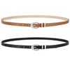 WERFORU 2 Pack Women's Skinny Belt Women's Thin Leather Belt