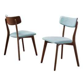 Christopher Knight Home Chazz Mid-Century Fabric Dining Chairs with Natural Walnut Finished Frame, 2-Pcs Set, Mint / Natural Walnut Finish