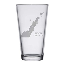 Door County Map Engraved Pint & Beer Glasses (Set of 2)