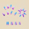 24 Pcs Blue Purple Ombre Press on Nails Medium Square
