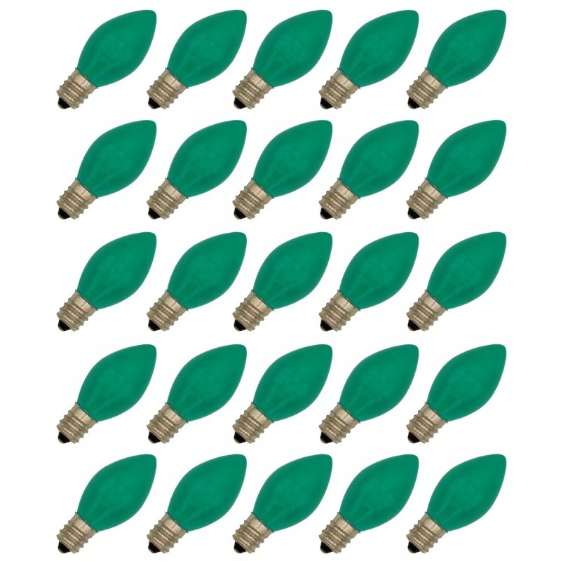 Creative Hobbies 25 Pack C7 LED Green Replacement Light Bulbs