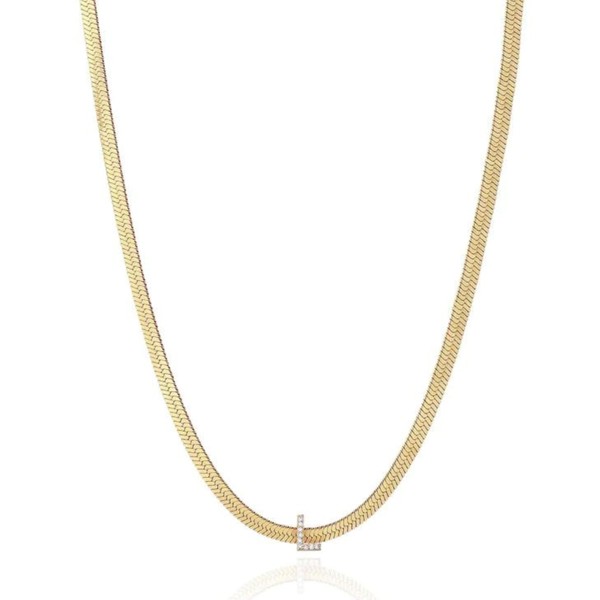 Ettika Initial Necklaces for Women. 18K Gold Plated Cubic Zirconia,