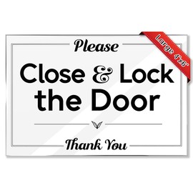 Essentials for Hosts - Secure Your Space: Please Close & Lock the Door, Thank You - 4"x6" Acrylic Sign w/Mounting Tape - Great for Rental Homes & Safety Reminders