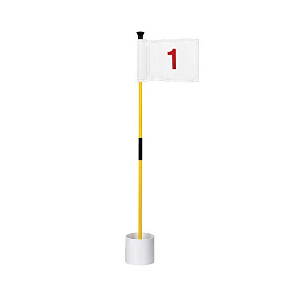 KINGTOP Miniature Golf Flagstick, Practice Putting Green Flags for Yard, Golf Pin Flag Hole Cup Set, Portable 2-Section Design, 3ft Flagpole, White Flag Numbered #1, Indoor | Outdoor