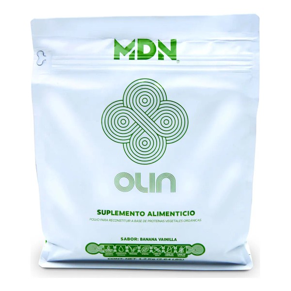 Protena Vegana Olin MDN Sports 1.2kg Delicioso Sabor Pltano-Vainilla, 1.2kg,