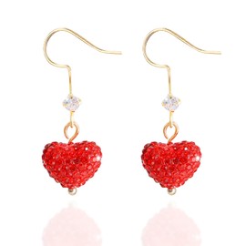 Valentines Day Earrings for Women Red Heart Earrings Rhinestone Heart Drop Dangle Earring Valentine's Day Mother's Day Jewelry Gifts