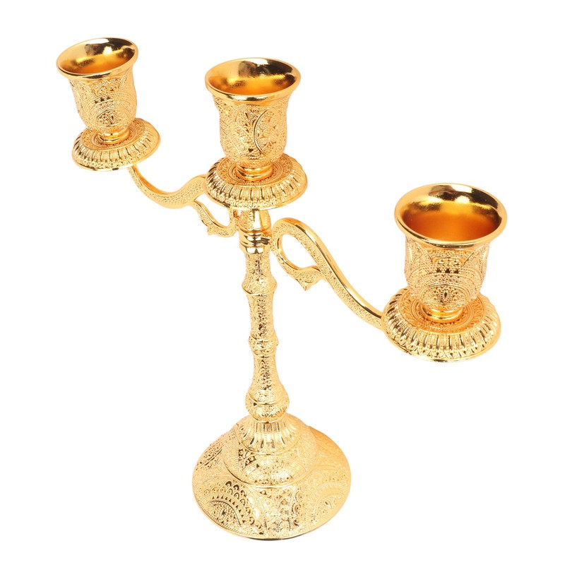 3 Arms Alloy Candelabra Vintage Style Elegant Candlestick Holder for