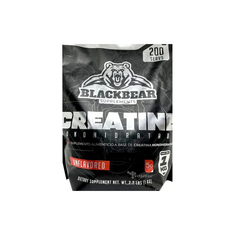 Creatina Monohidratada 1 Kg Blackbear 200 Servicios Bolsa Sabor NA