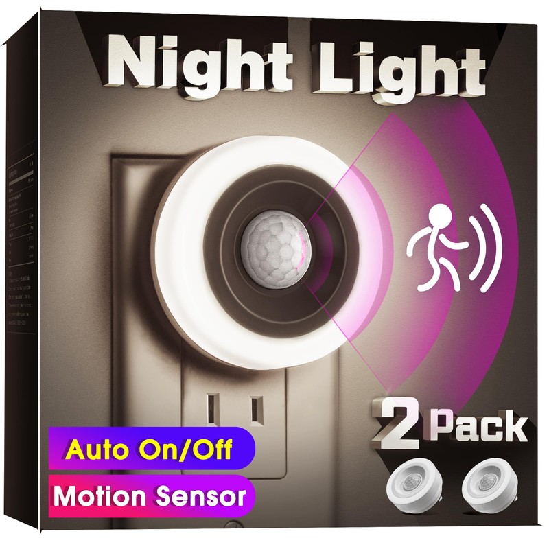 Briignite Motion Sensor Night Light, [2 Pack] Night Lights Plug