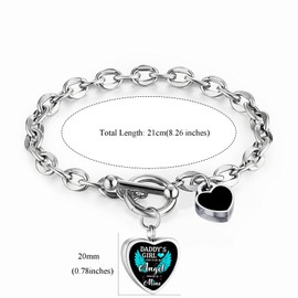 RIPFEVURN Heart Cremation Jewelry Urn Bracelet for Ashes for Women Memorial Ashes Keepsake Link Bracelet-Dad