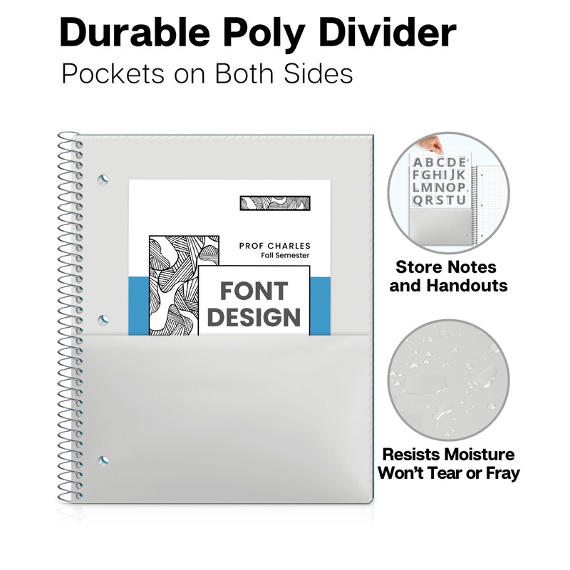 Dunwell Graph Paper Notebook 8.5 x 11 (Blue) Plastic Cover,