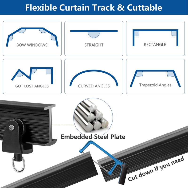 Flexible Bendable Ceiling Curtain Track 14 Ft Black Ceiling Track