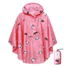 SaphiRose Lightweight Kids Rain Poncho Jacket Waterproof Outwear Rain Coat Panda Large