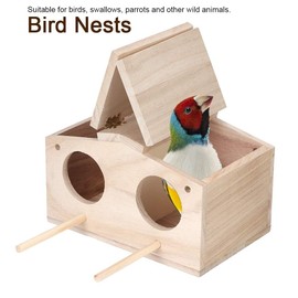 Parakeet Nesting Box, Small Wooden Bird House, Pet Bird Nests House for Parrots Swallows, Breeding Box Cage Birdhouse Accessories