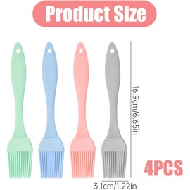 Heanvmyss Silikon Backpinsel,4 Stück 17cm Silikonpinsel,Backbürste,Küche Pastry Brush,Grillbürste Pinsel,Basting Gebäckbürste,Spülmaschinengeeignet,Grillpinsel für BBQ,Rühren,Backen,Kochen