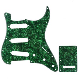 Musiclily SSS 11 Holes Strat Electric Guitar Pickguard and BackPlate Set for Fender US/Mexico Made Standard Stratocaster Modern Style Guitar Parts,4Ply Pearl Green