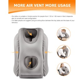 Sunany Travel Pillow, Inflatable Neck Pillow Used for Airplanes/Cars/Buses/Trains/Office Napping with Eye Mask/Earplugs (Gray)