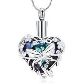 Cremation Jewelry Angel Wing Heart Urn Necklaces for Ashes for Women Men Memorial Lockets Pendant Engraved Always in my Mind Forever in my Heart
