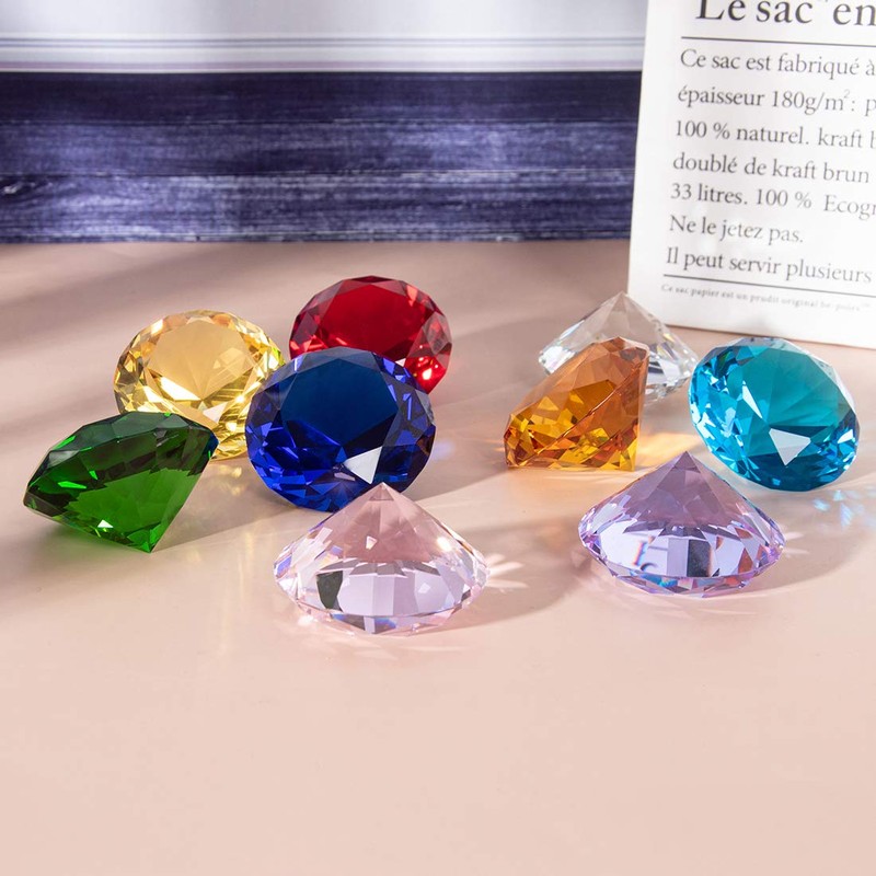 LONGWIN 50mm (2") Crystal Faceted Diamond Paperweight Wedding Favor Home