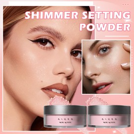 AIUEO 2PCS Pink Setting Powder Loose Shimmer Powder Setting Translucent Setting Powder Oil Control Loose Powder Makeup for All Skin Tones -02 Pink