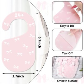 JarThenaAMCS 8Pcs Coquette Bow Acrylic Baby Closet Dividers Pink White Newborn to 24 Month Thicken Infant Wardrobe Hanger Organizers for Home Nursery Party