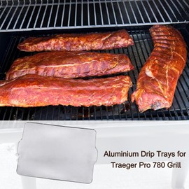 BMMXBI Drip Pan and Stainless Steel Grease Drip Tray Liners Kit for Traeger Pro 34 Series Pellet Grills, BAC410 Drip Tray Liners Drip Pan Replacement for Traeger BAC006, BBQ075, BBQ100, BBQ125