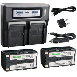 Kastar Battery 2 Pack and LCD Dual Fast Charger for Topcon BT-60Q BT-61Q BT-62Q BT-65Q BT-66Q GMS-2 Survey Instrument Battery, Topcon BC-30 BC-30D BT-30 Charger, Topcon Total Stations