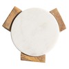 Bloomingville Round Marble Coasters with Mango Wood Holder (Set of