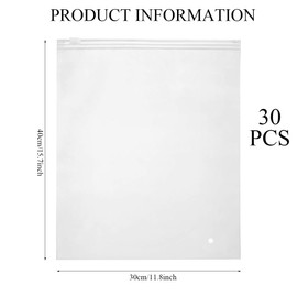 Resealable Clothes Bags 40 x 30cm Reusable Plastic Ziplock Bags Space Saving Hospital Bag Frosted Waterproof Travel Organiser 30Pcs