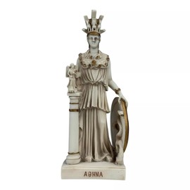 Athena Minerva Greek Roman Goddess Cast Marble Grey Statue Sculpture 10 inches