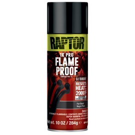 Raptor Flameproof Automotive Body Paint, Professional Grade, Extra Tough Protective Spray Paint For High Heat, Flat Black