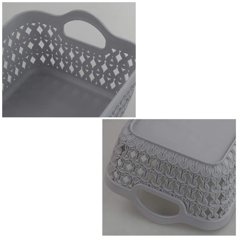 Dynko Plastic Storage Basket, Bathroom Basket, Household Basket, Grey, Pack