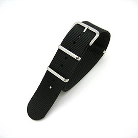 Black Infantry Military MoD NATO Nylon Fabric G10 4 Rings Watch Strap Band Chrome Buckle (20mm Fitting)
