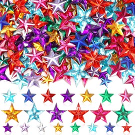 300pcs Star Rhinestones, Colorful Acrylic Flat Back Crystals Table Scatter for Holiday DIY Crafts Christmas Independence Day Veterans Memorial Day Birthday Home Party Decorations (3 Sizes)