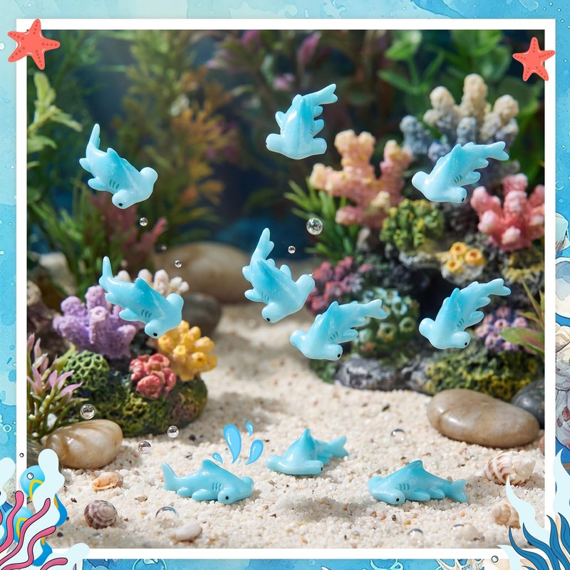 Geelin 50 Pcs Mini Resin Hammerhead Shark Figurines, Tiny Sharks