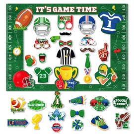 31 PCS Football Photo Booth Props, Super Bowl Game Day Decorations Football Touchdown It's Game TIME Selfie Props with Photo Frame for Sport Football Superbowl Theme Party Favors Supplies