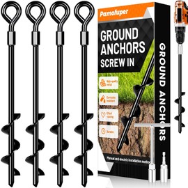 Anclajes de tierra con tornillo Anclajes de cama elástica Anclajes de tierra de alta resistencia, estacas para tienda de campaña, carpa, toldos, cobertizos, juegos de columpio, revestimiento negro