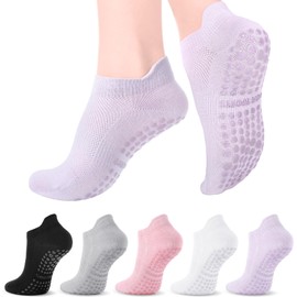5 Pairs of Stopper Socks Women, Yoga Socks Pilates Socks Non-Slip Socks Women's Non-Slip Socks for Women Yoga Barre Pilates Home Hospital, 35-39, multicoloured