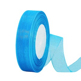 45 m Organza Ribbon, Peacock Blue, 20 mm Wide, Chiffon Gift Ribbon, Transparent Organza Ribbon, Chiffon Ribbon, Decorative Ribbon, Gift Wrapping, Tulle Ribbon for Christmas, Wedding, Christening,