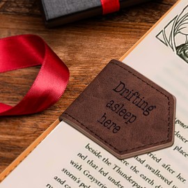 Magnetic Bookmark, Leather Cute Book Marker Clip for Teachers, Students, and Book Lovers, Christmas Xmas Gift for Readers or for Home Decor, Unique Gifts for Women & Men, Page Mark Engraved with Words