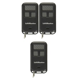 LiftMaster 890max Mini Key Chain Garage Door Opener Remote, 2.5" Long x 1.25" Wide x 1/2" Thick, Black with Gray Buttons Pack of 3