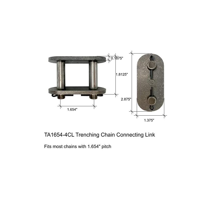 Trenching Chain Connecting Link, Fits most 1.654" pitch Chains -