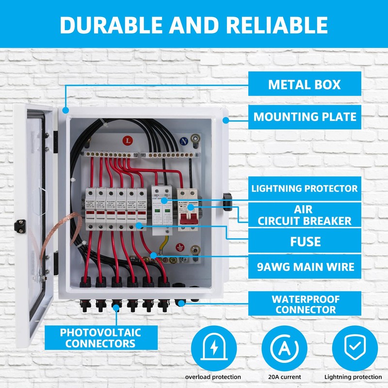Elnuimex 6 String Metal Solar Combiner Box, PV Combiner Box