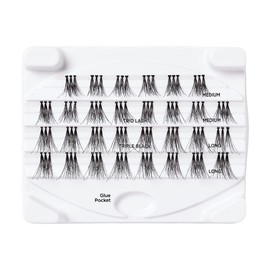 iENVY False Eyelashes Triple Black Knotted Individual Trio Lashes 3X Volume Reusable Eyelash Clusters (M/L)