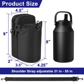 Cosmos Water Bottle Bag Crossbody Bottle Holder Carrier Case Bag Bottle Sling Bag Pouch with Adjustable Shoulder Strap & Pocket, Fits 20 to 60 oz Bottle for Hiking Camping Walking Travel & Fishing