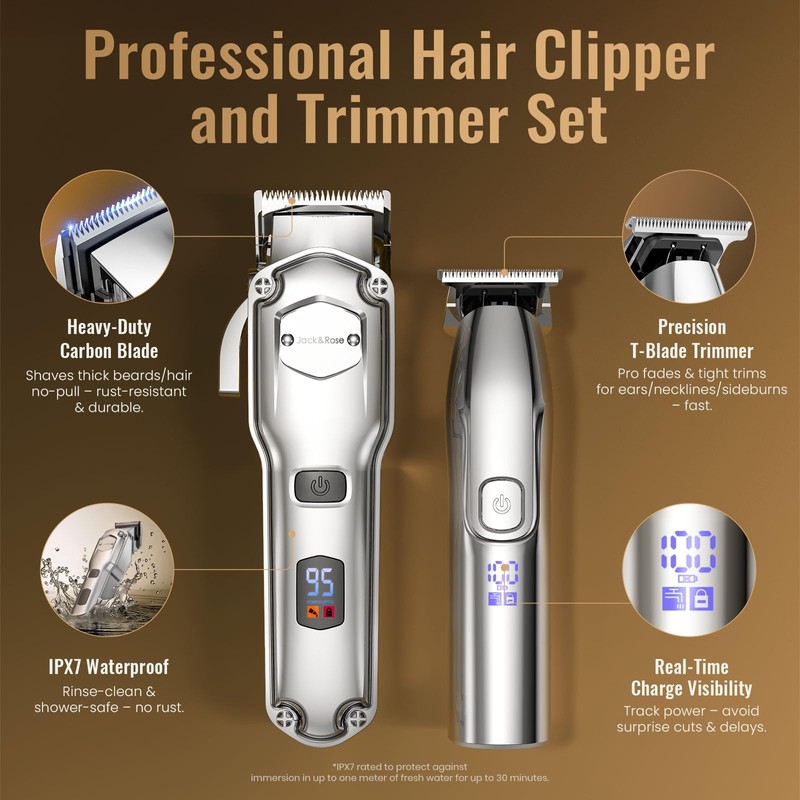 Jack & Rose Clippers and Trimmers Set, Cordless Hair Clippers