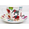 Fromeuropewithlove Elephants Breakfast Cup & Saucer Fine Bone China Patched
