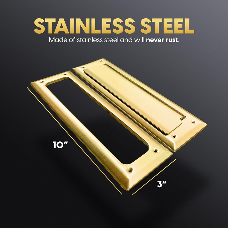 Solid Steel Gold Color with Spring Flap | Mail Slot