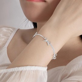 Belons Women's Bracelet 925 Sterling Silver Bow Charm Bracelet Girls Bracelet Children's Bracelet, Sterling Silver
